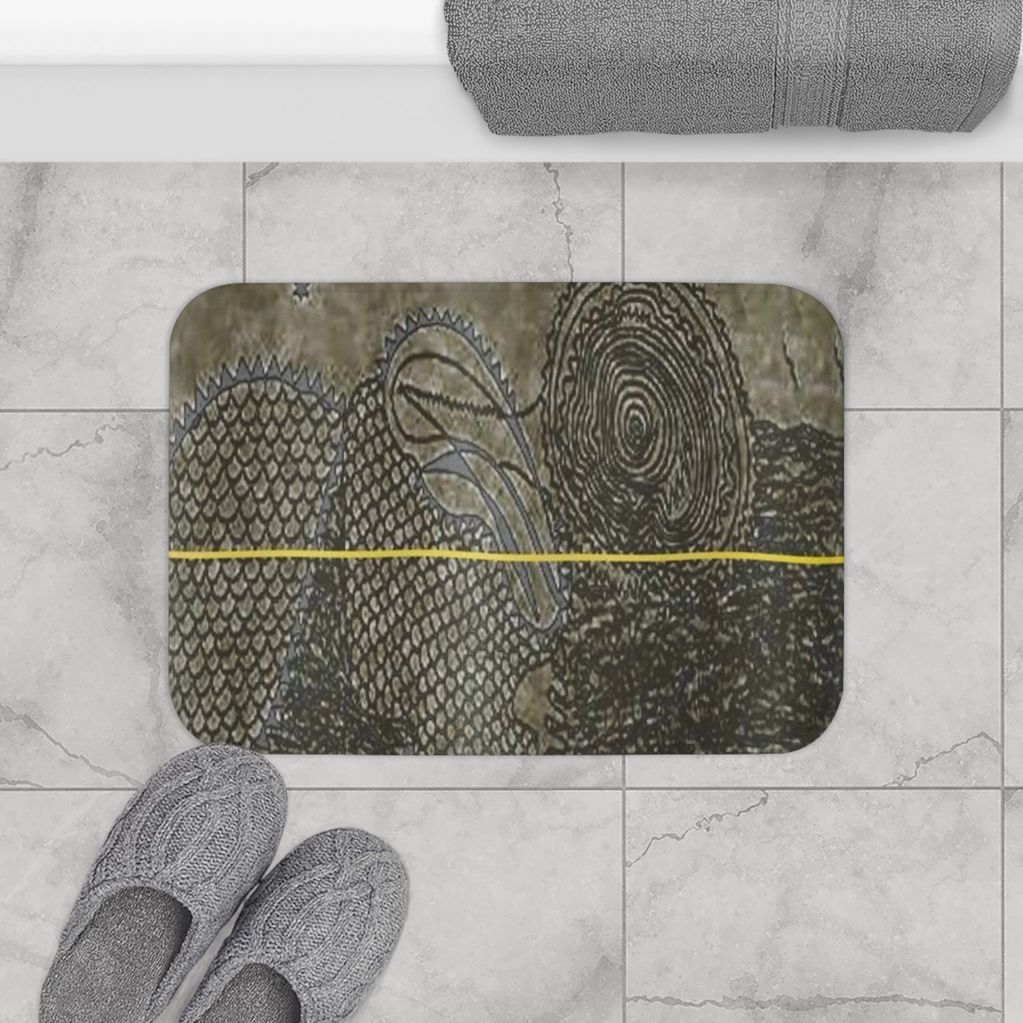 Neutral Brown Shower Curtain — Textured Modern Bathroom Decor with Gold Accent