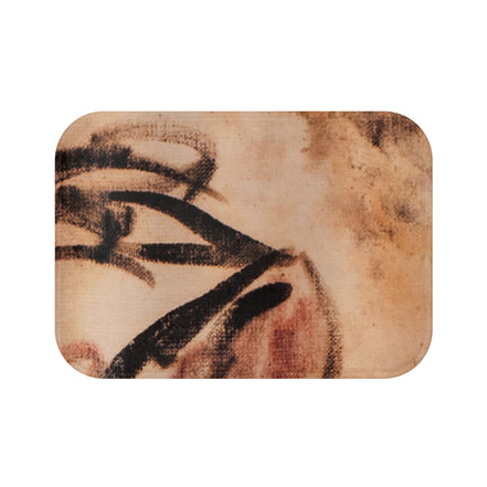 Barbra Bath Mat — Warm Neutral Brushstroke with Red Accent