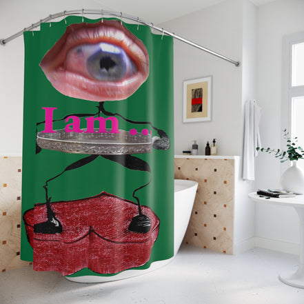 I Am… Surreal Eye Art Shower Curtain – Red Heart Figure