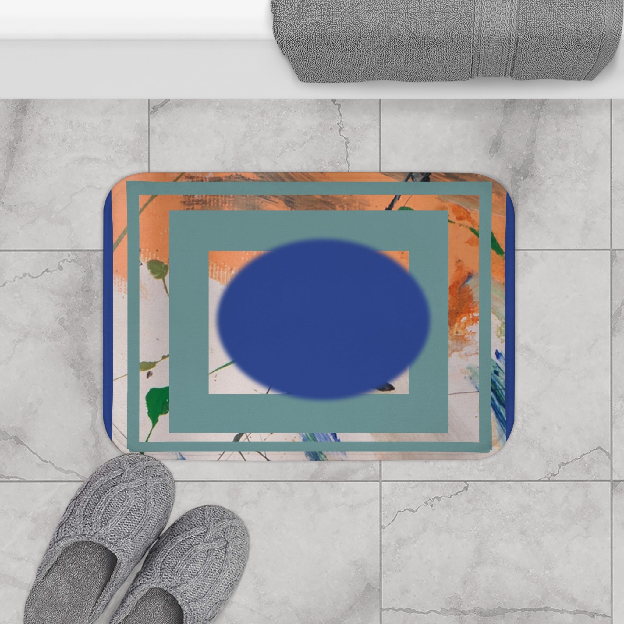 Via Le France Bath Mat — Abstract Coastal Splash Bathroom Rug