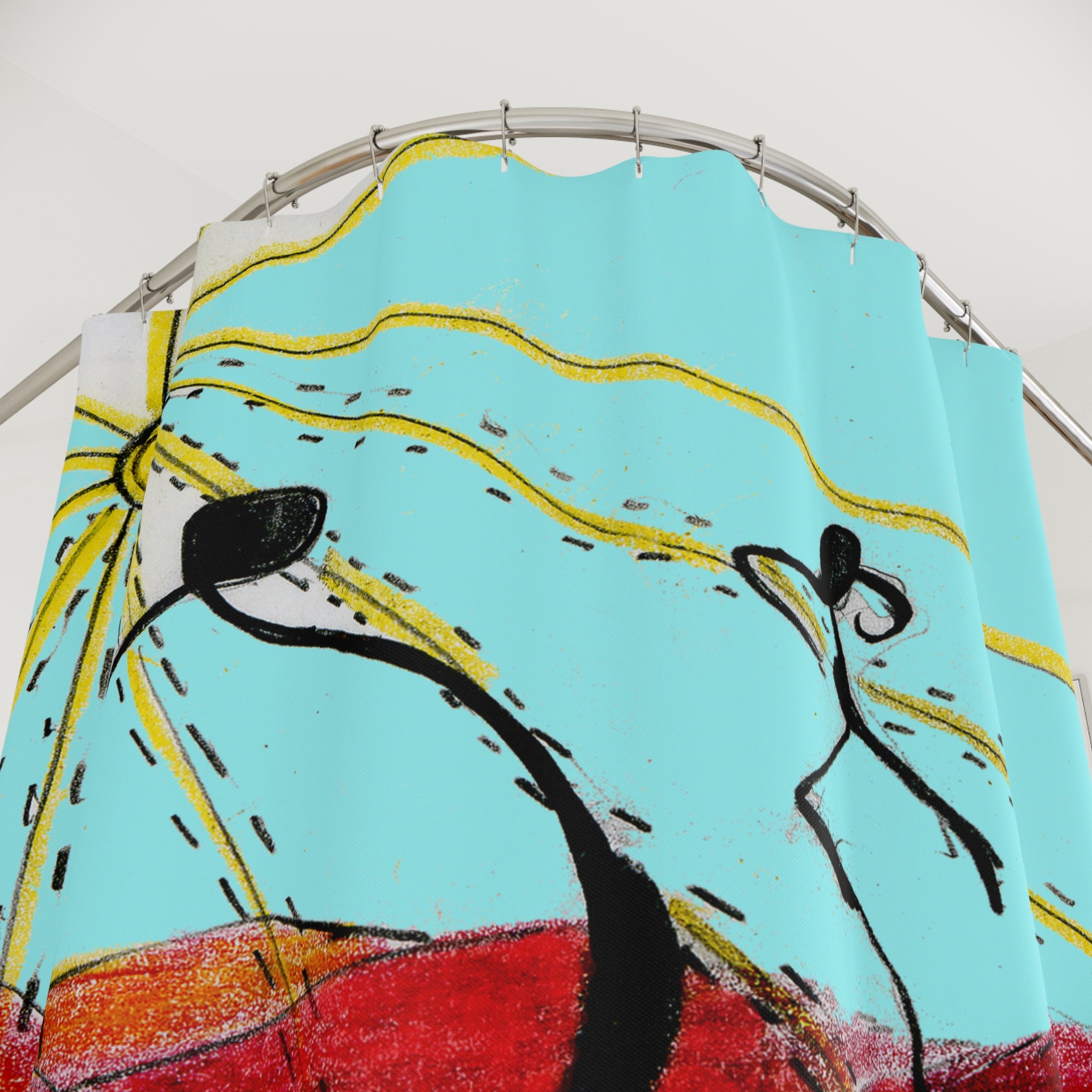 Apples in Motion — Narrative Abstract Shower Curtain