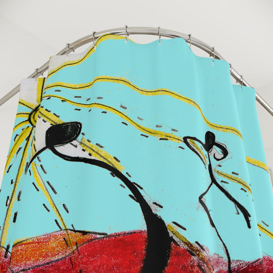 Apples in Motion — Narrative Abstract Shower Curtain