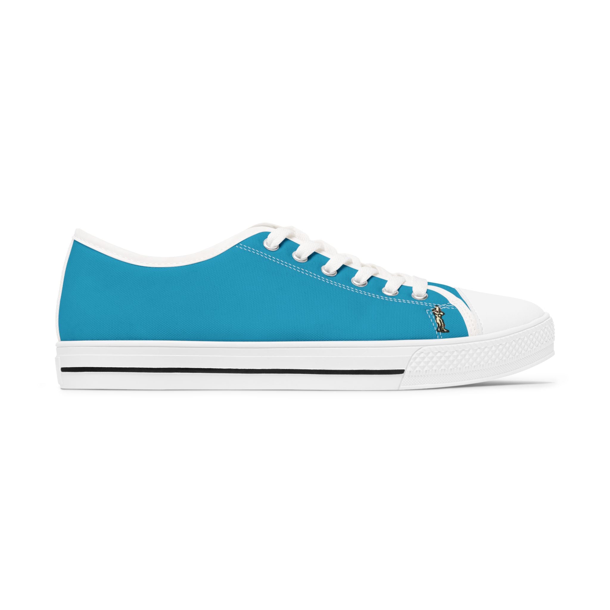 InTense – Women’s Abstract Figure Low-Top Canvas Sneakers – Turquoise Background