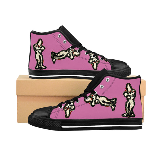 InTense – Men’s High-Top Canvas Sneakers with Abstract Figure Art – Light Pink Background