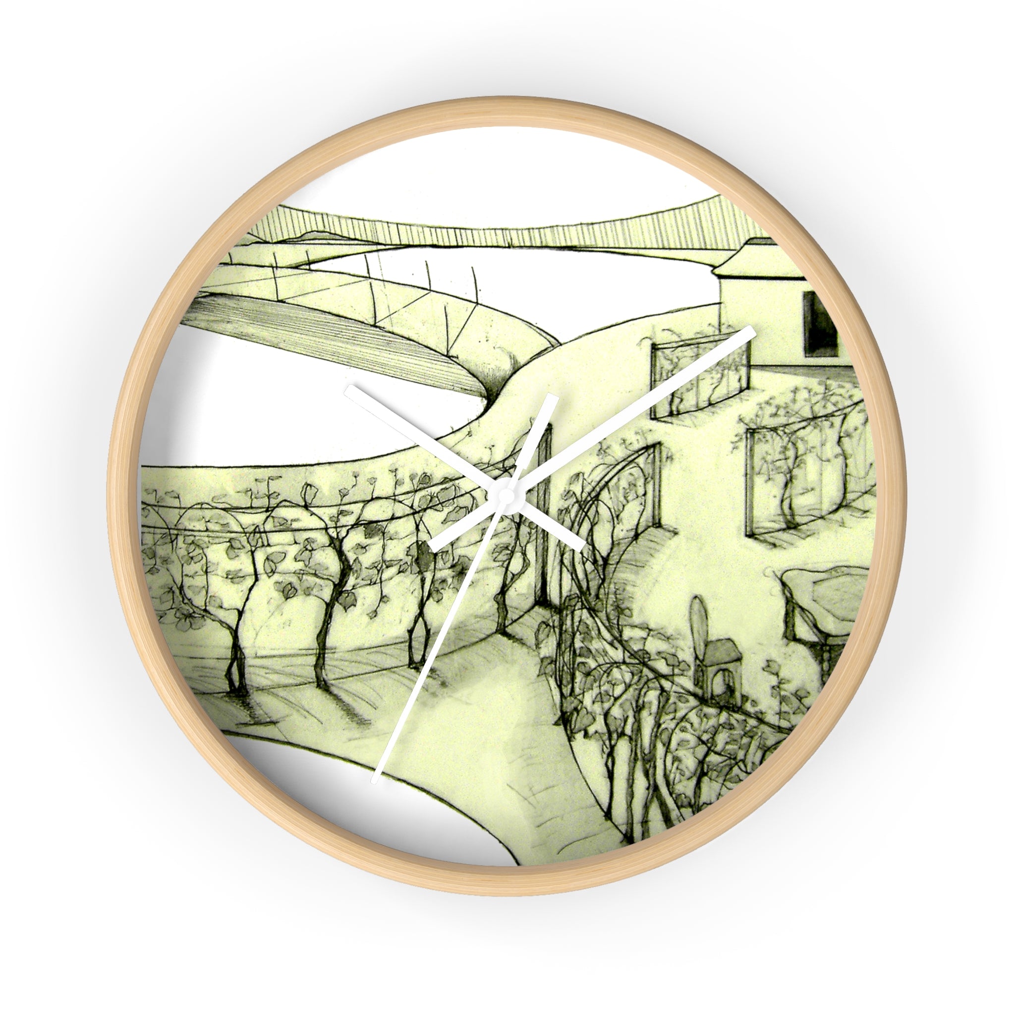 Tuscan Skywalk Designer Wall Clock – 10″ Silent Wood Wall Art | WG Patrick Studios