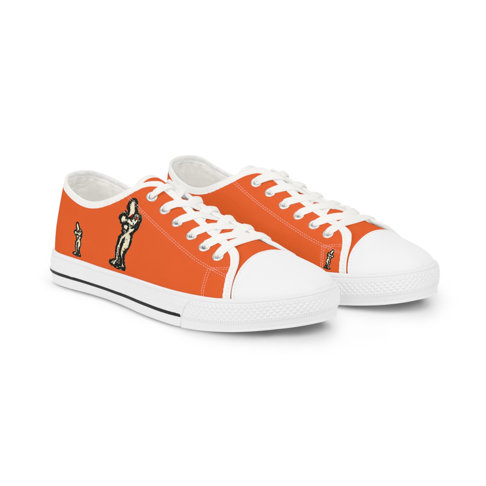 InTense – Men’s Abstract Figure Low-Top Canvas Sneakers – Dark Orange Background