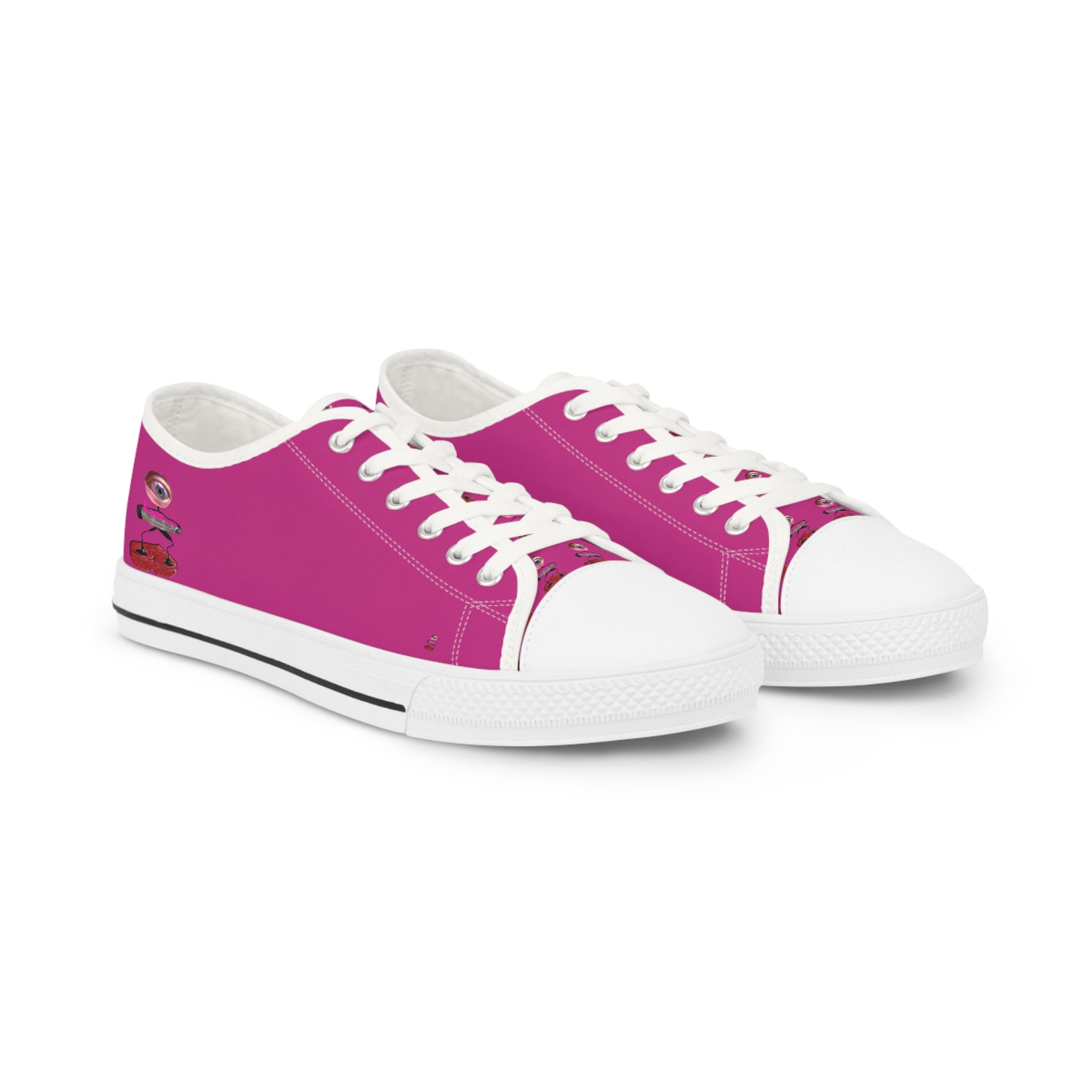I Am – Men’s Surreal Eye Low-Top Canvas Sneakers – Hot Pink Background