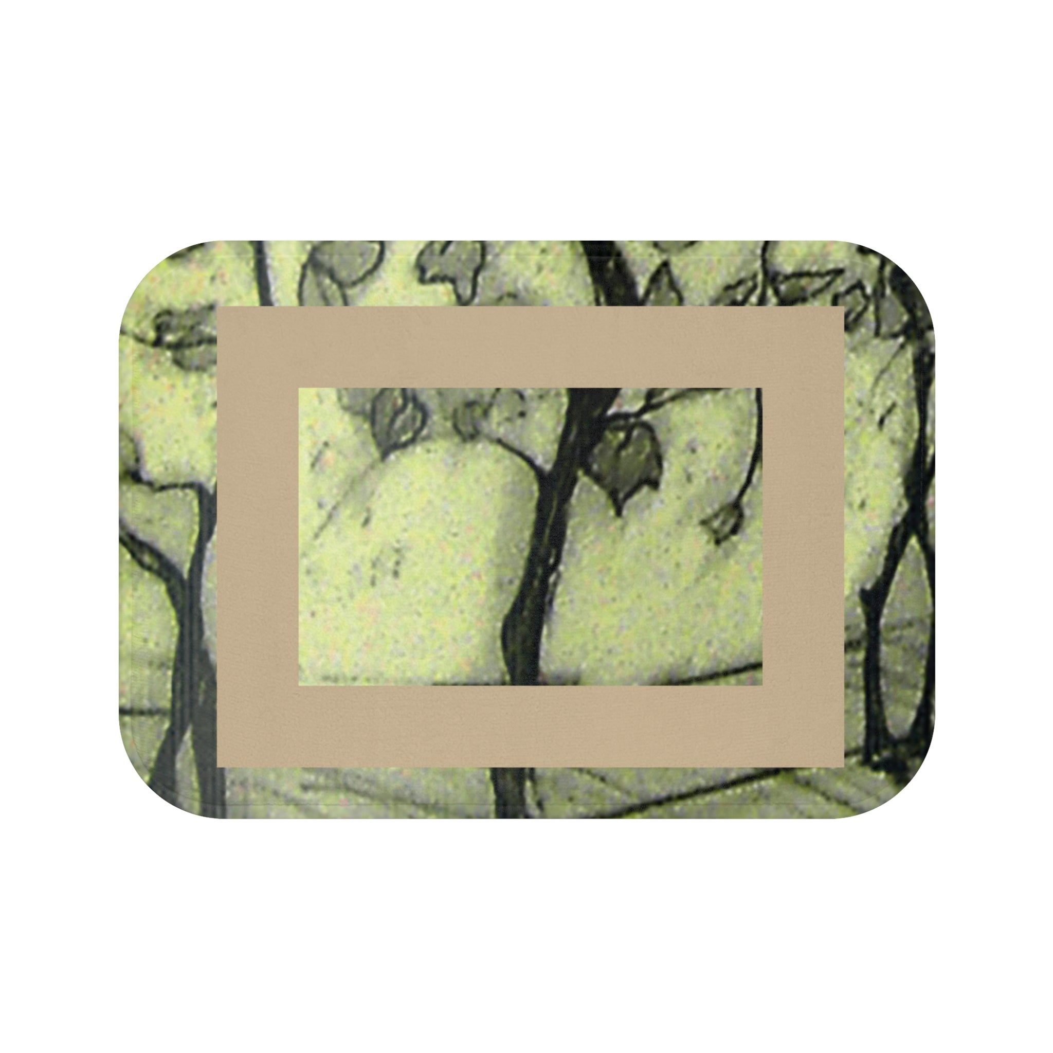 Tuscan Bath Mat — Hand-Drawn Landscape (Beige)