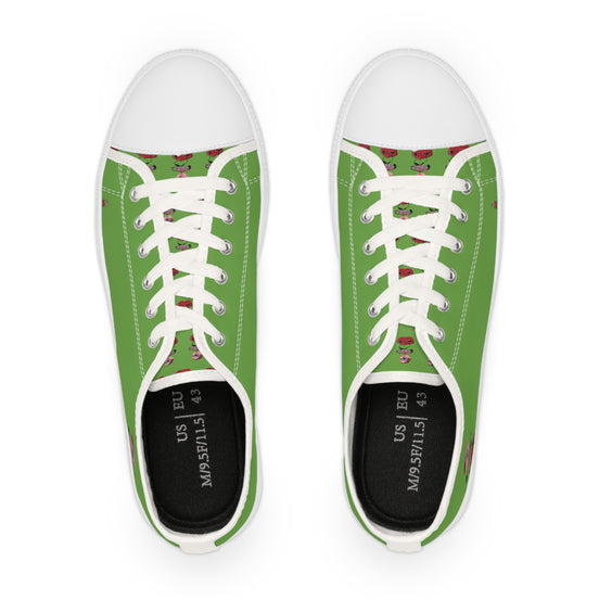 I Am – Men’s Surreal Eye Low-Top Canvas Sneakers – Green Background