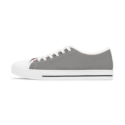 I Am – Women’s Surreal Eye Low-Top Canvas Sneakers – Grey Background