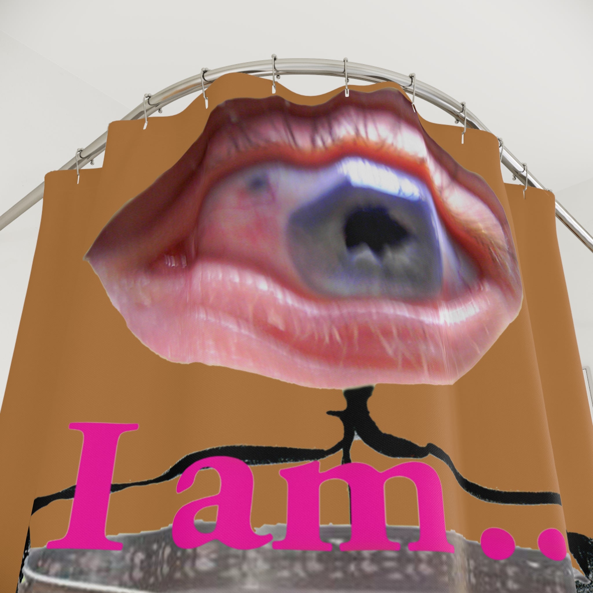 I Am… Surreal Eye Art Shower Curtain – Red Heart Figure