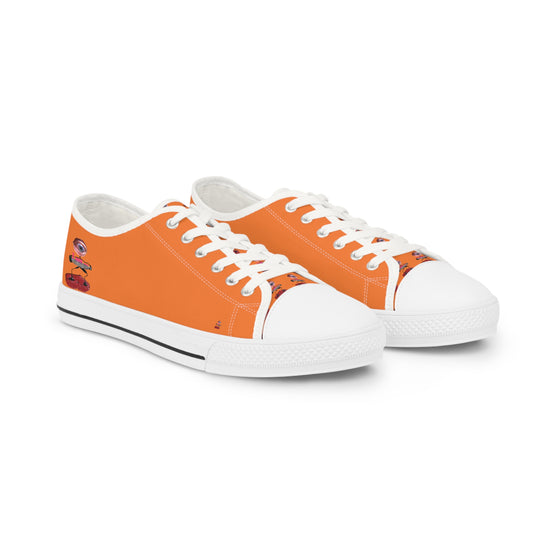 I Am – Men’s Surreal Eye Low-Top Canvas Sneakers – Bright Orange Background