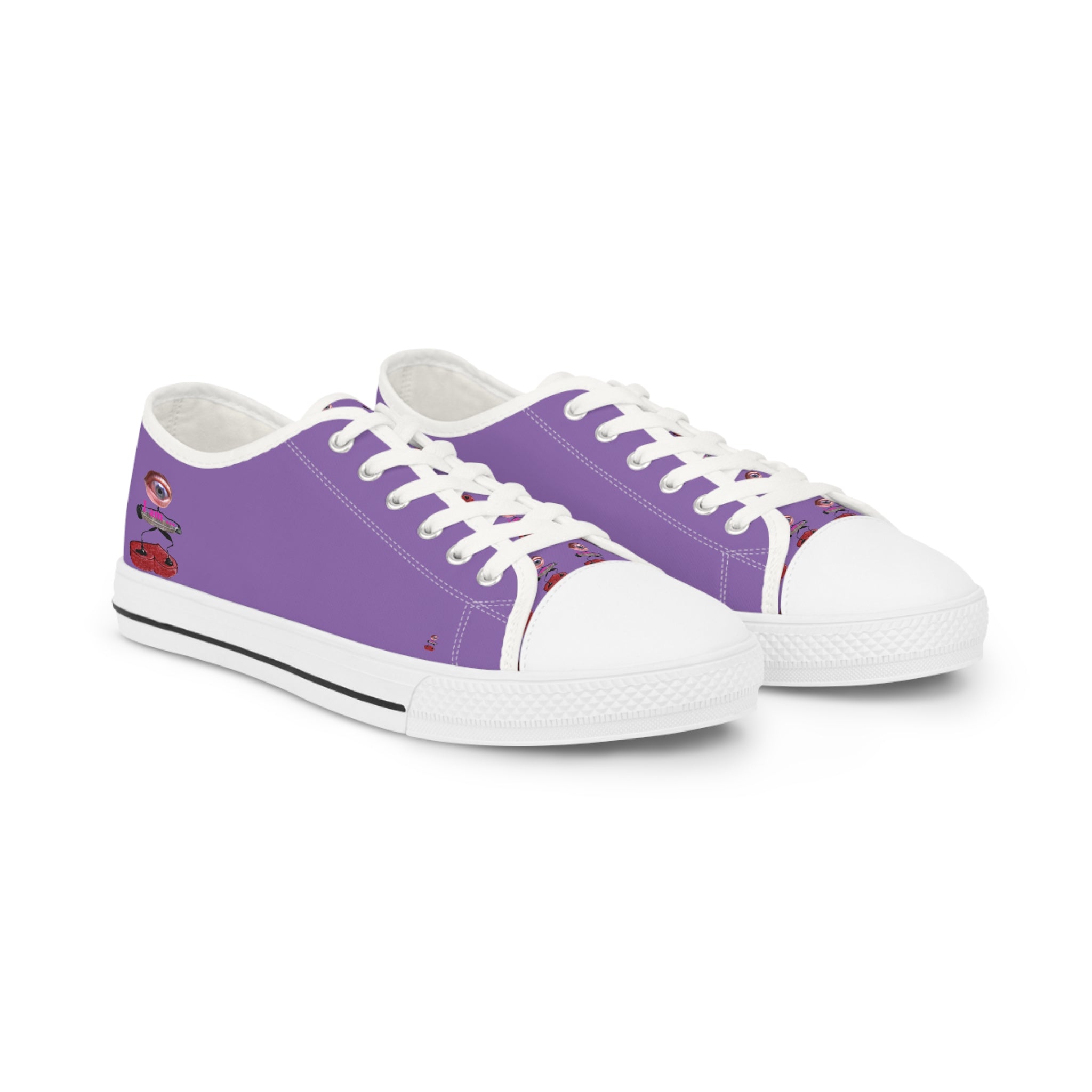 I Am – Men’s Surreal Eye Low-Top Canvas Sneakers – Light Purple Background