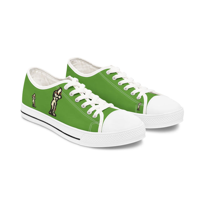 InTense – Women’s Abstract Figure Low-Top Canvas Sneakers – Green Background