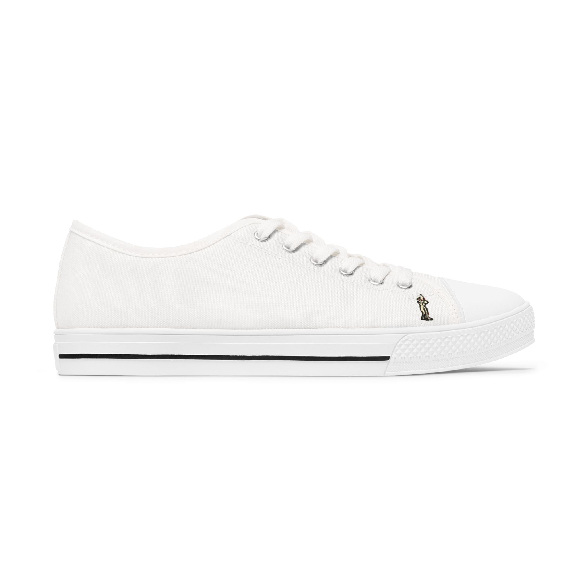 InTense – Women’s Abstract Figure Low-Top Canvas Sneakers – White Background