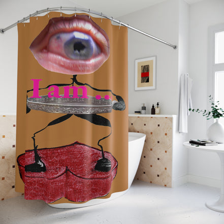 I Am… Surreal Eye Art Shower Curtain – Red Heart Figure