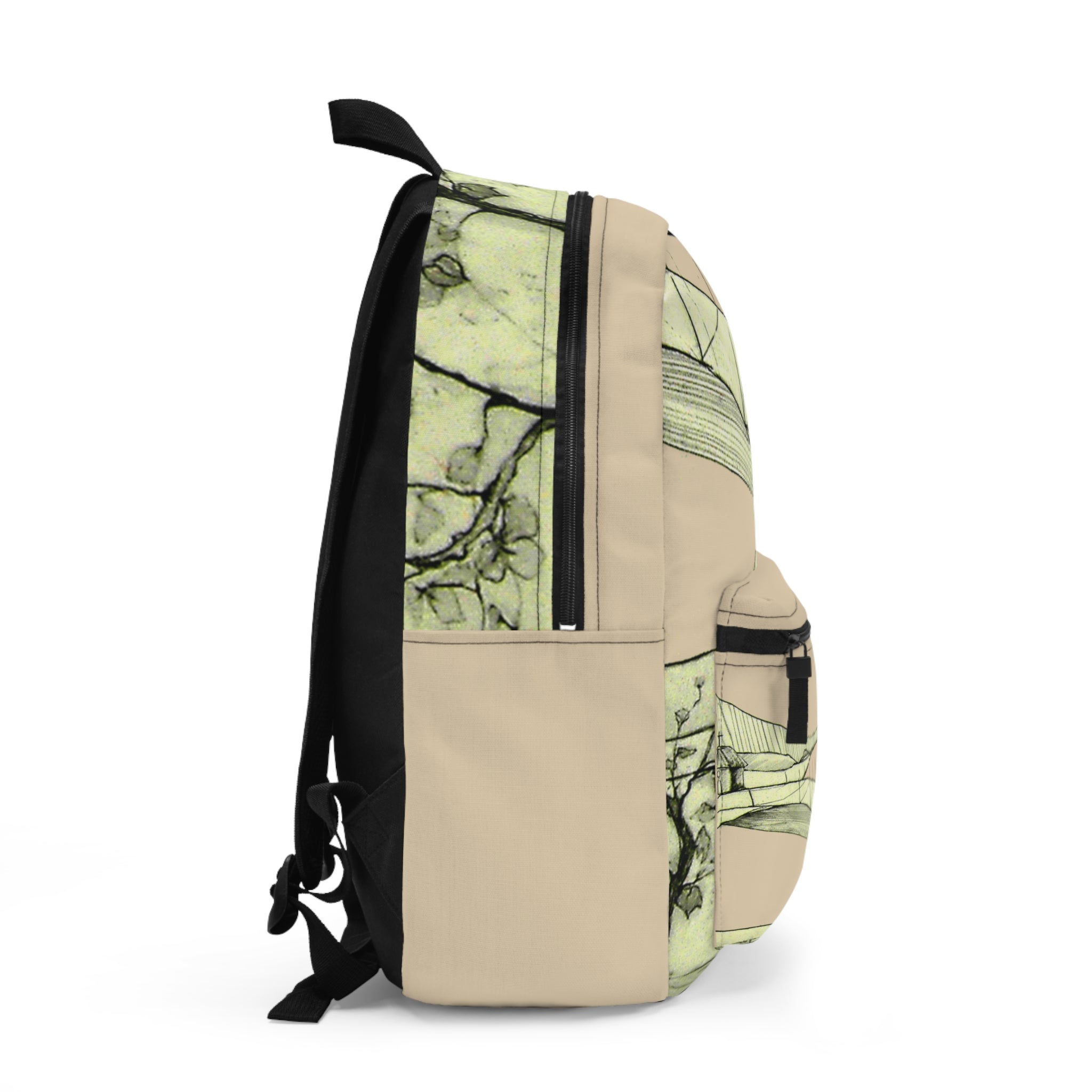 Tuscan designer Backpack  (Cream)– Hand-Drawn Landscape Art