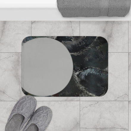 Demire D Bath Mat — Stone Texture with Green Line Accent