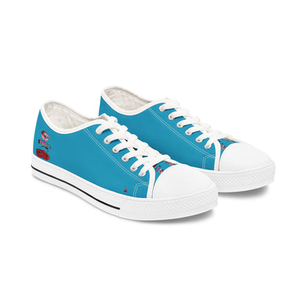 I Am – Women’s Surreal Eye Low-Top Canvas Sneakers – Turquoise Background