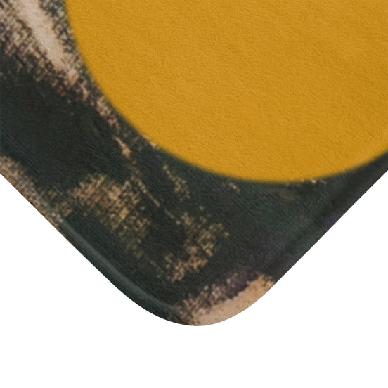 Yellow Circle Accent Bath Mat — Modern Abstract Bathroom Rug