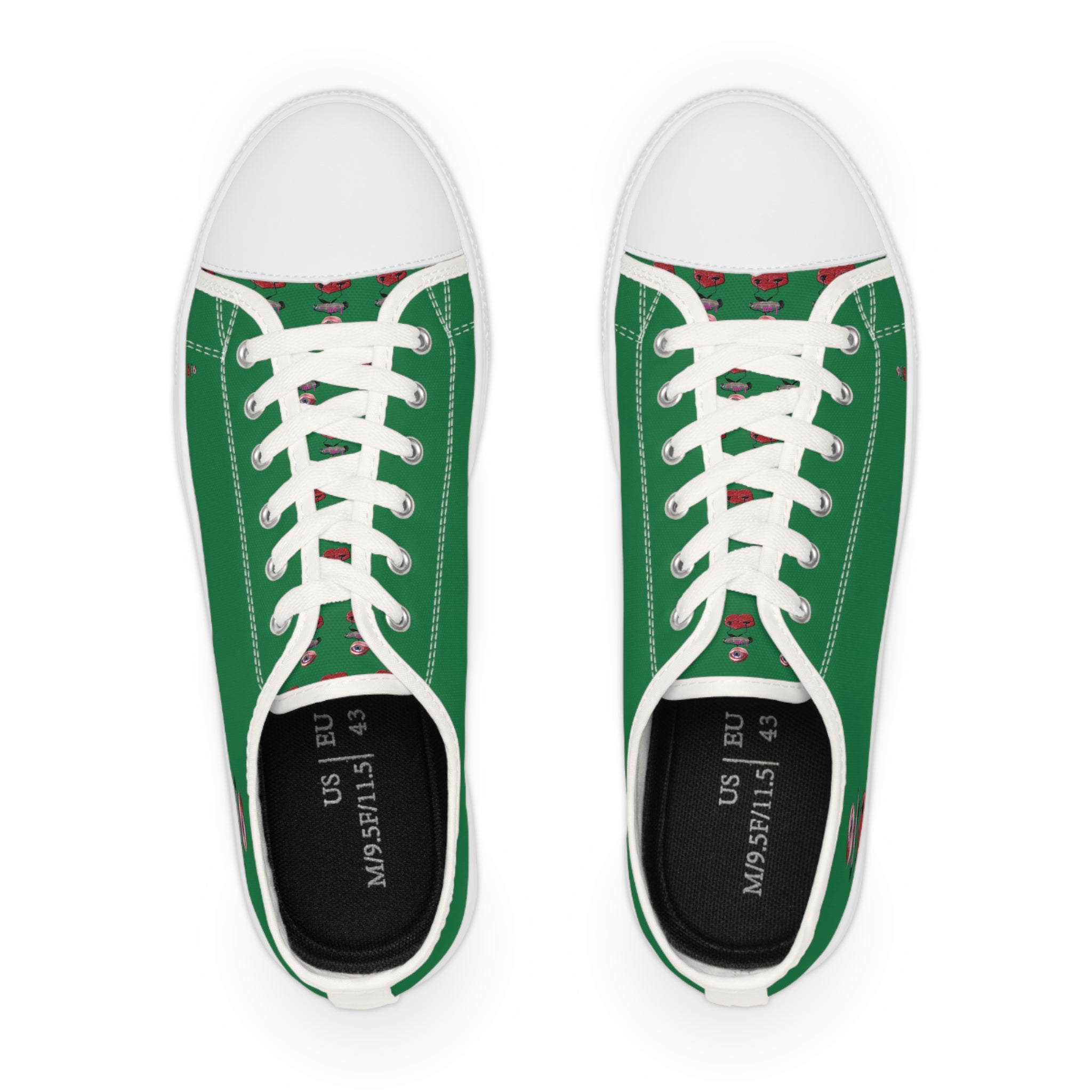I Am – Men’s Surreal Eye Low-Top Canvas Sneakers – Dark Green Background