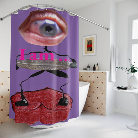 I Am… Surreal Eye Art Shower Curtain – Red Heart Figure