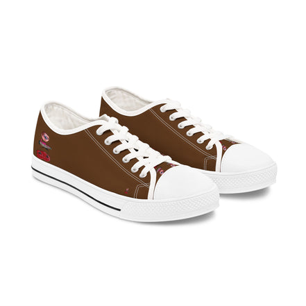 I Am – Women’s Surreal Eye Low-Top Canvas Sneakers – Brown Background