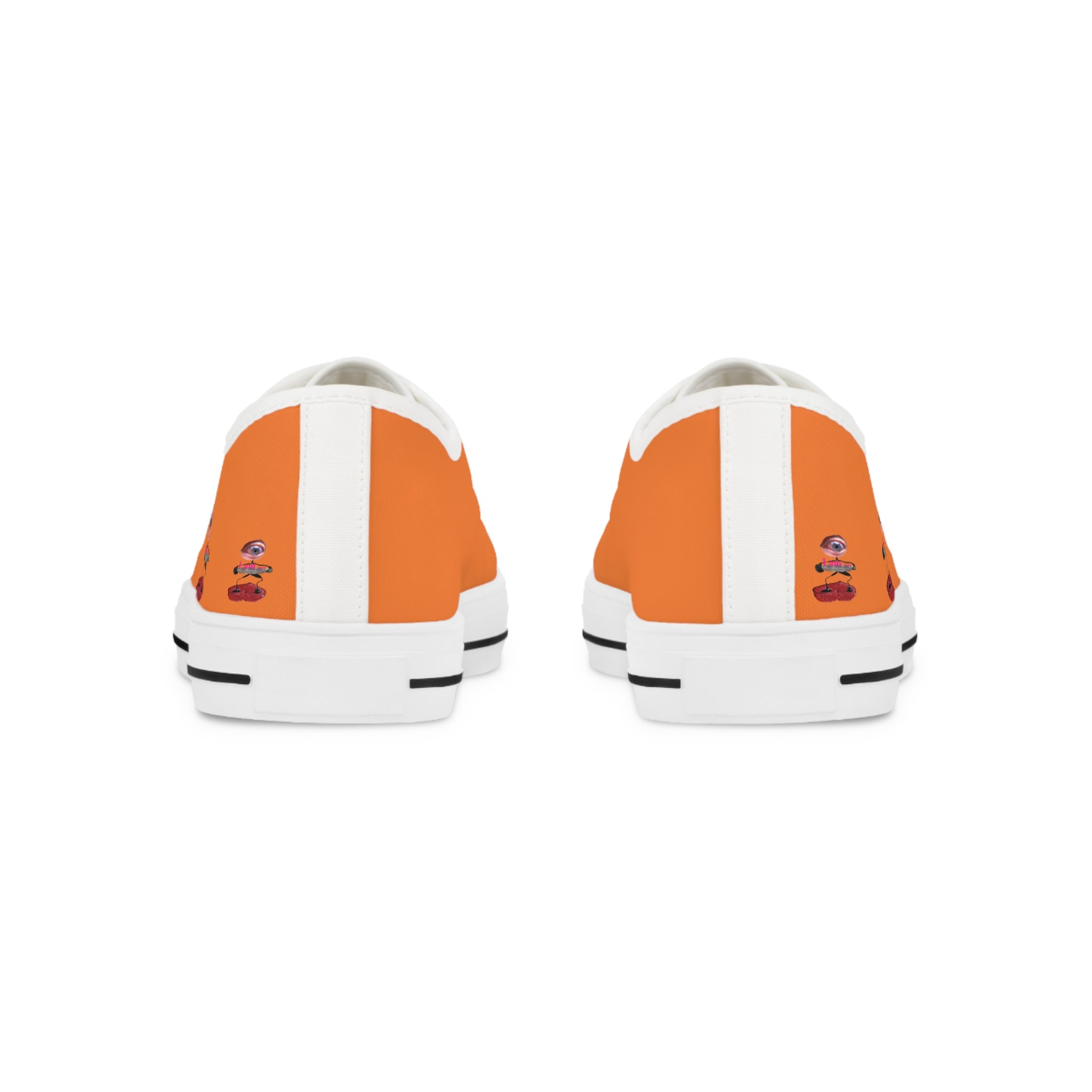 I Am – Men’s Surreal Eye Low-Top Canvas Sneakers – Bright Orange Background