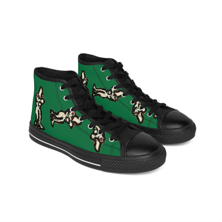 InTense – Men’s Abstract Figure High-Top Canvas Sneakers – Dark Green Background