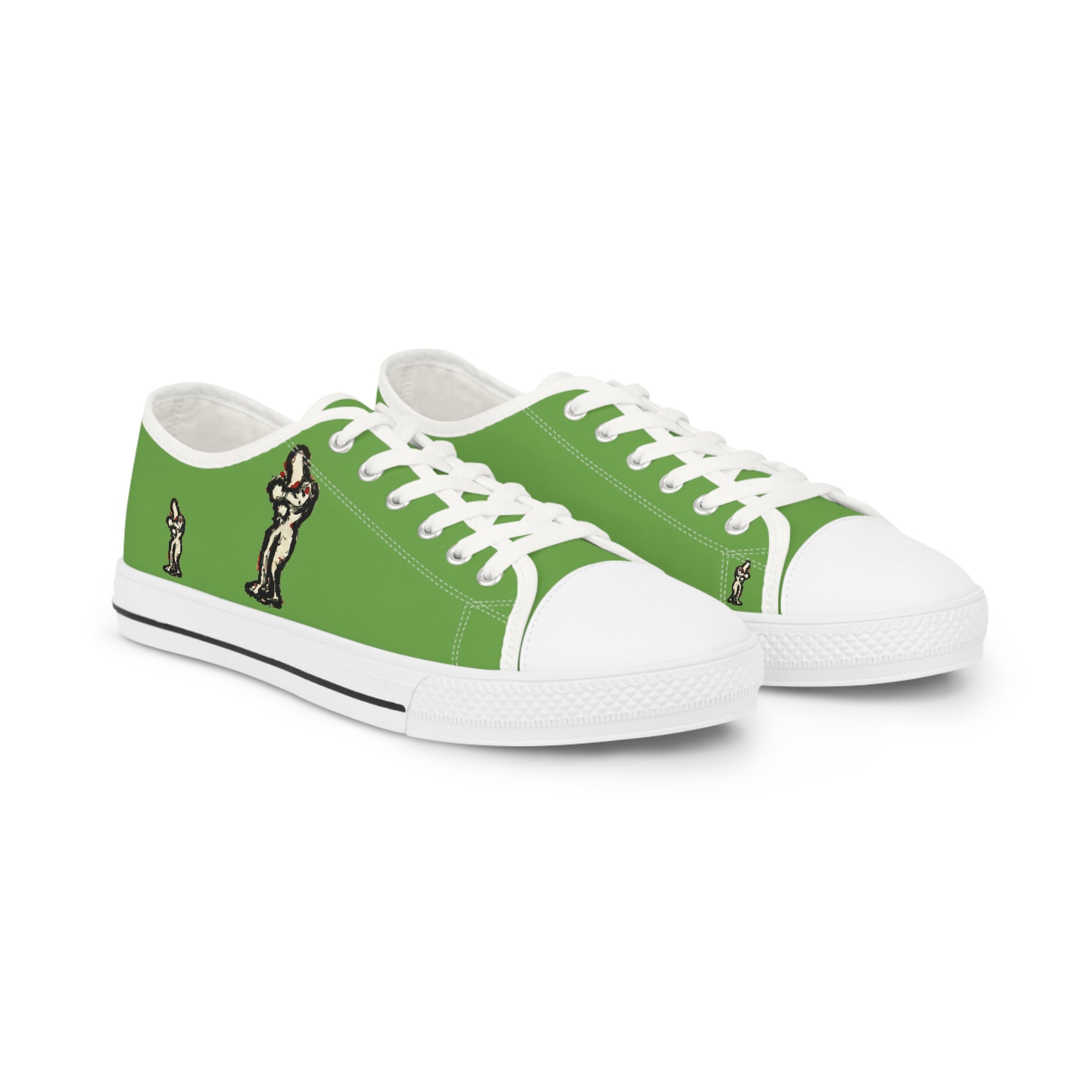 InTense – Men’s Abstract Figure Low-Top Canvas Sneakers – Green Background