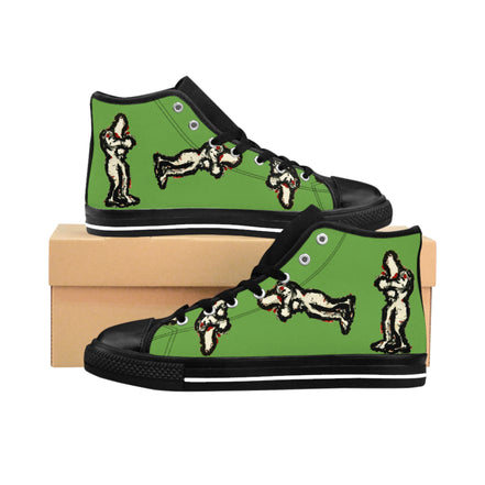 InTense – Women’s High-Top Canvas Sneakers with Abstract Figure Art – Green Background