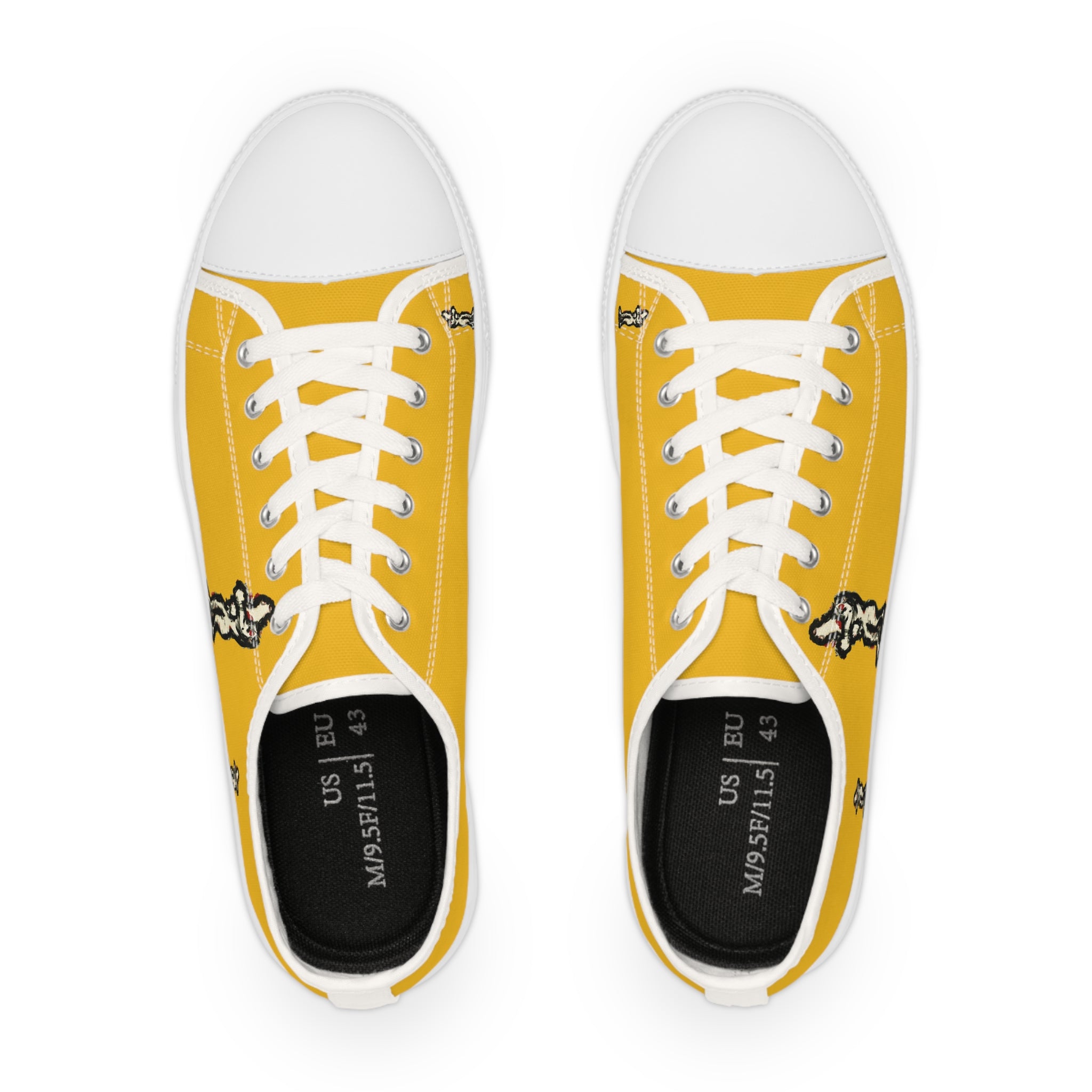 InTense – Men’s Abstract Figure Low-Top Canvas Sneakers – Golden Yellow Background