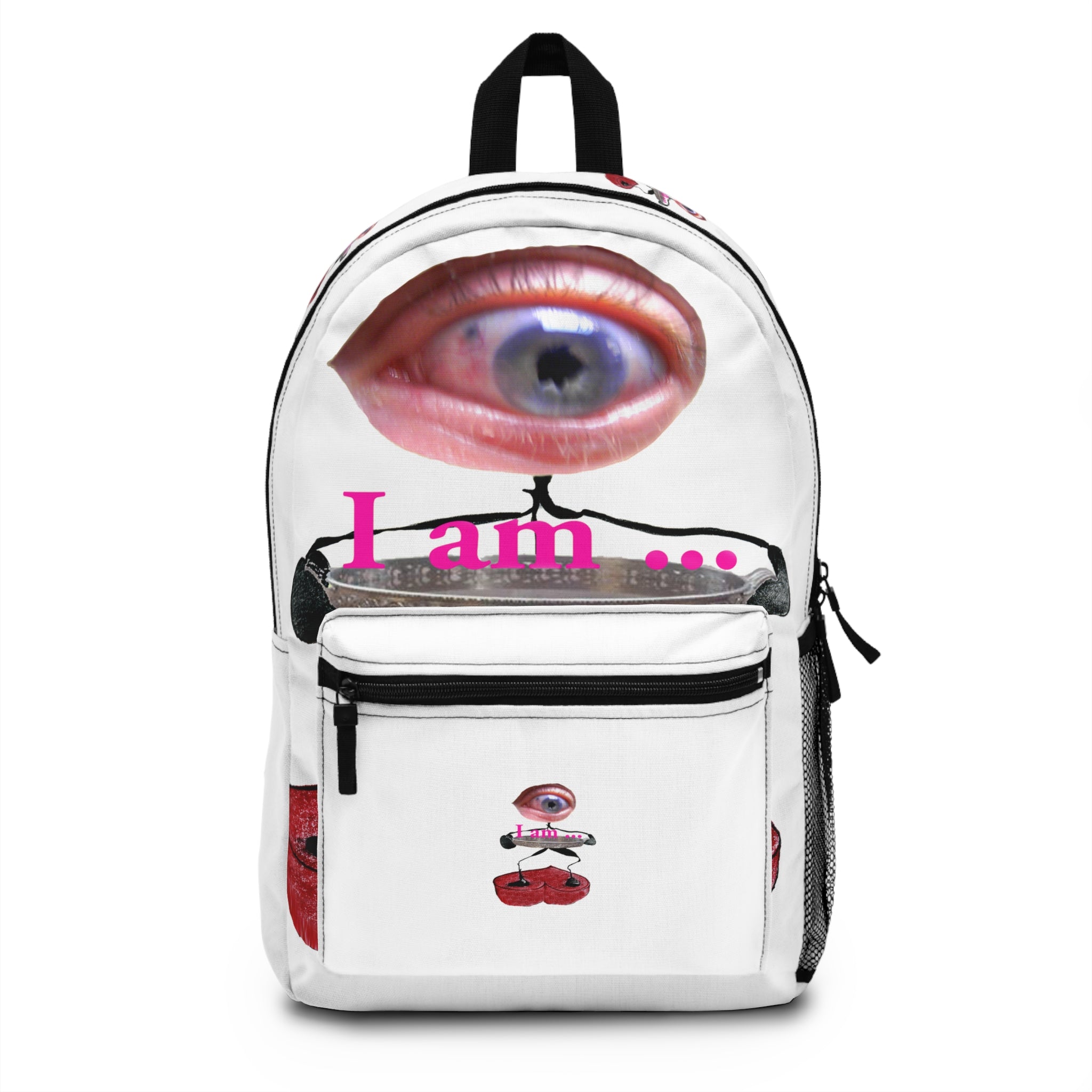 Surreal Eye Character Backpack — “I am…” Art Print School Bag