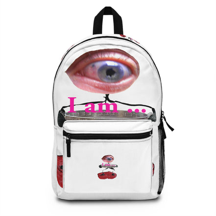 Surreal Eye Character Backpack — “I am…” Art Print School Bag