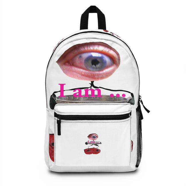 Surreal Eye Character Backpack — “I am…” Art Print School Bag