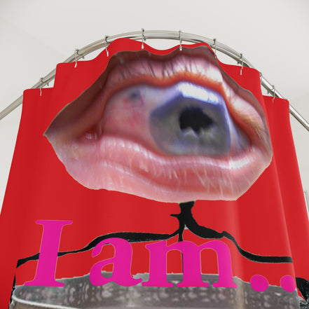 I Am… Surreal Eye Art Shower Curtain – Red Heart Figure