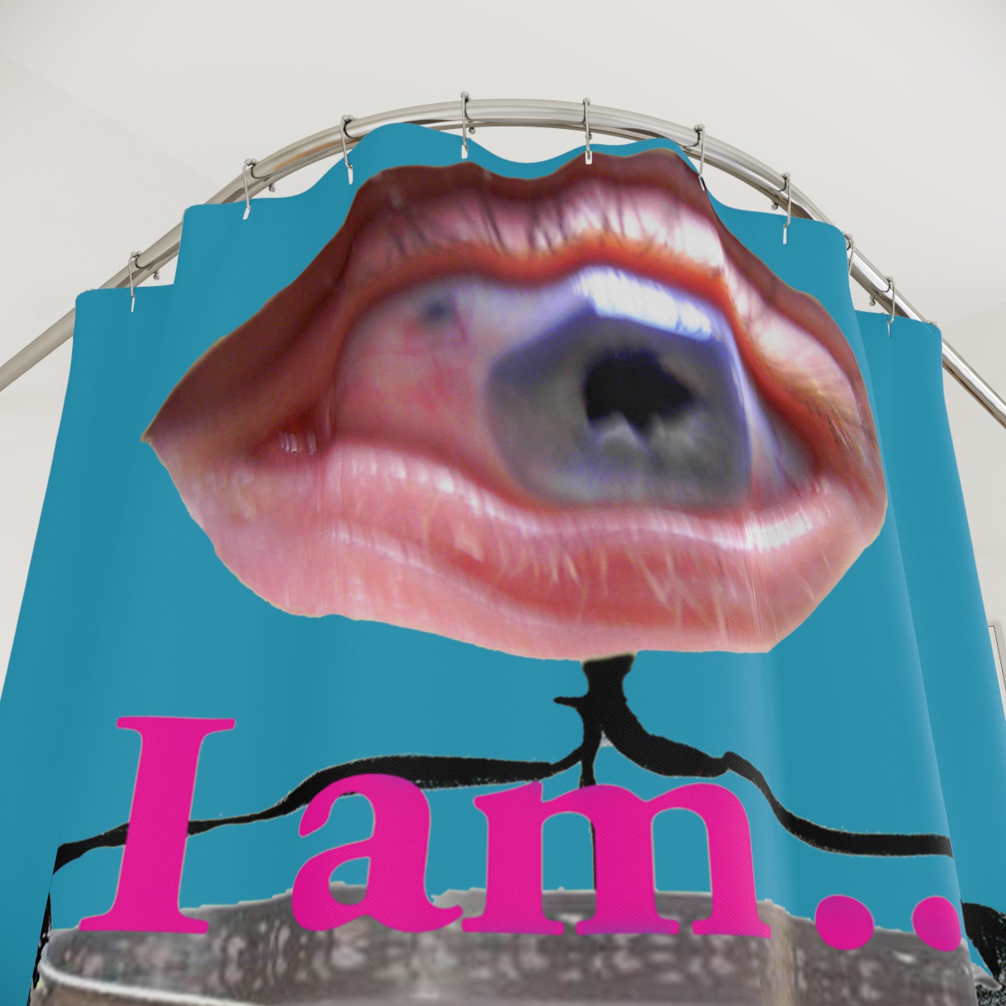 I Am… Surreal Eye Art Shower Curtain – Red Heart Figure