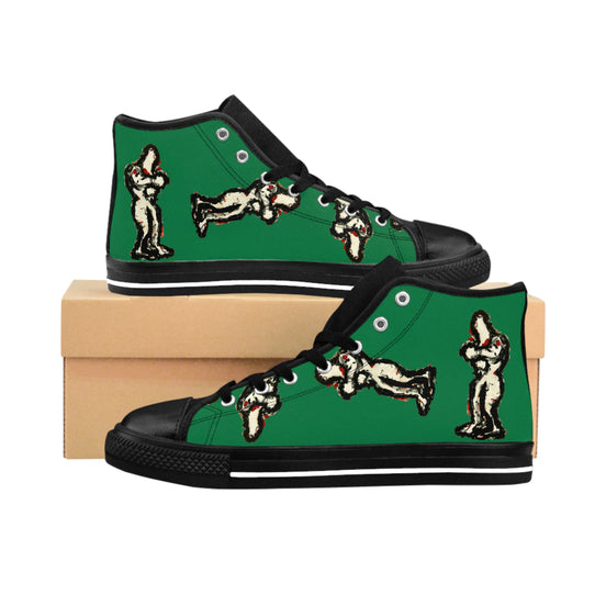InTense – Men’s Abstract Figure High-Top Canvas Sneakers – Dark Green Background