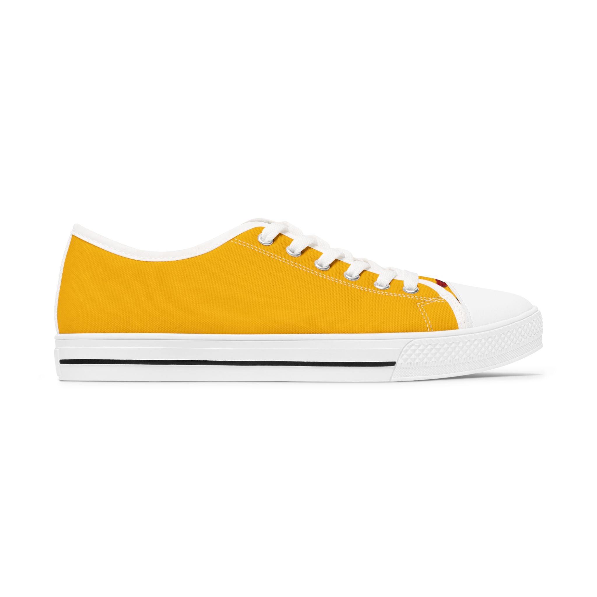 I Am – Women’s Surreal Eye Low-Top Canvas Sneakers – Golden Yellow Background