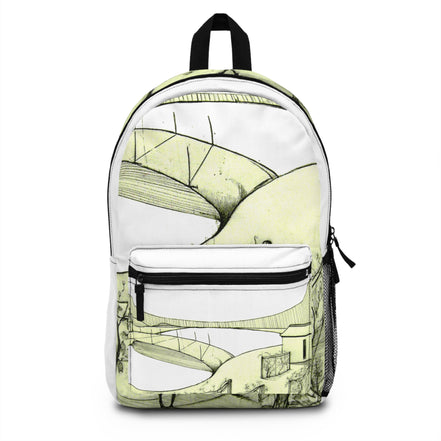 Tuscan Designer Backpack – Hand-Drawn Landscape Art (white)