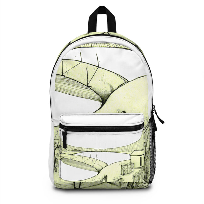 Tuscan Designer Backpack – Hand-Drawn Landscape Art (white)