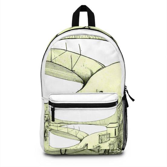 Tuscan Designer Backpack – Hand-Drawn Landscape Art (white)
