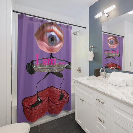 I Am… Surreal Eye Art Shower Curtain – Red Heart Figure