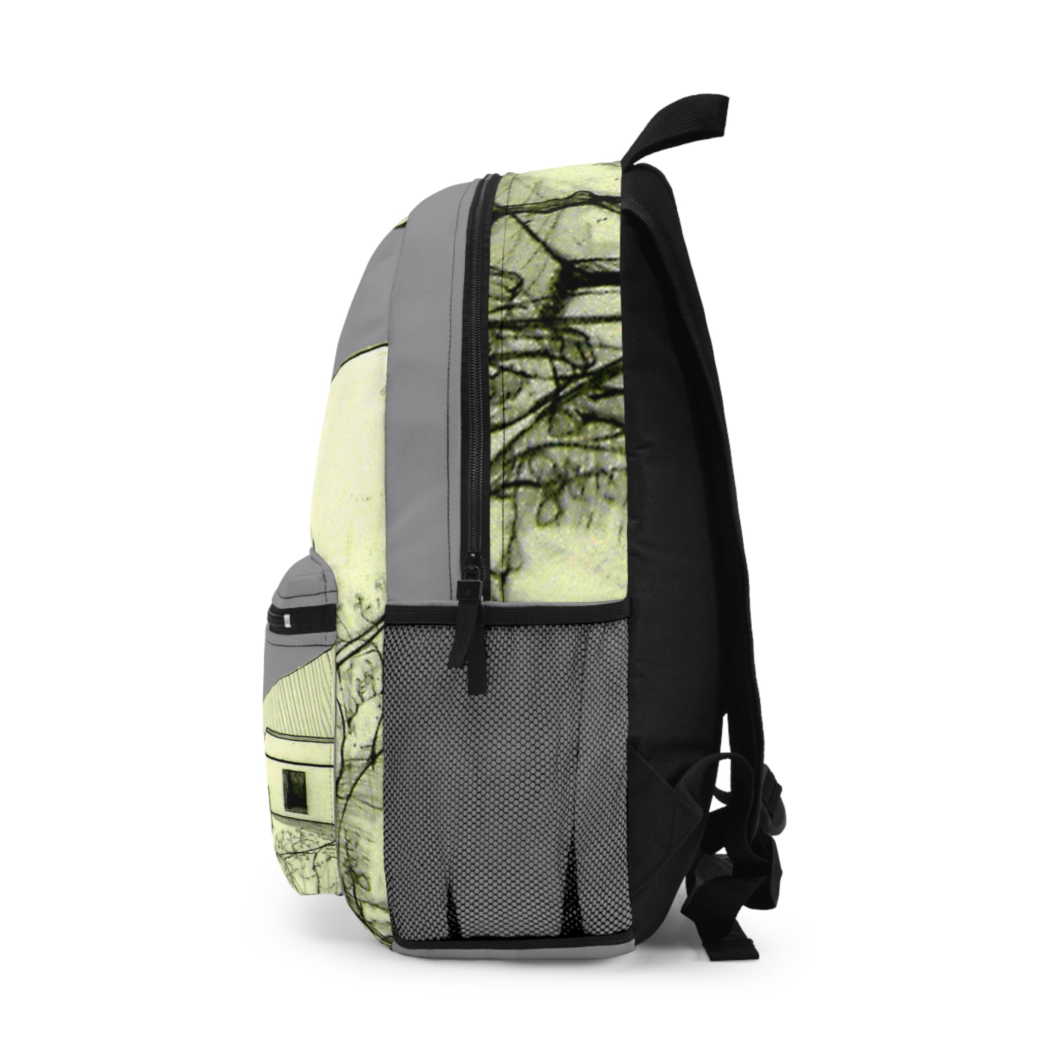 Tuscan Designer Backpack – Hand-Drawn Landscape Art (grey)