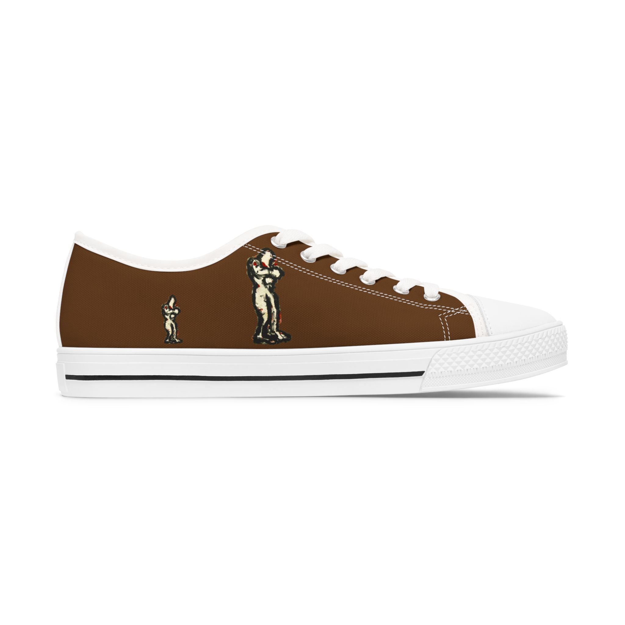 InTense – Women’s Abstract Figure Low-Top Canvas Sneakers – Brown Background