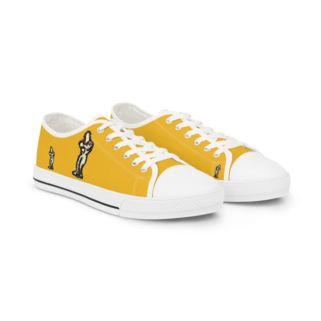 InTense – Men’s Abstract Figure Low-Top Canvas Sneakers – Golden Yellow Background