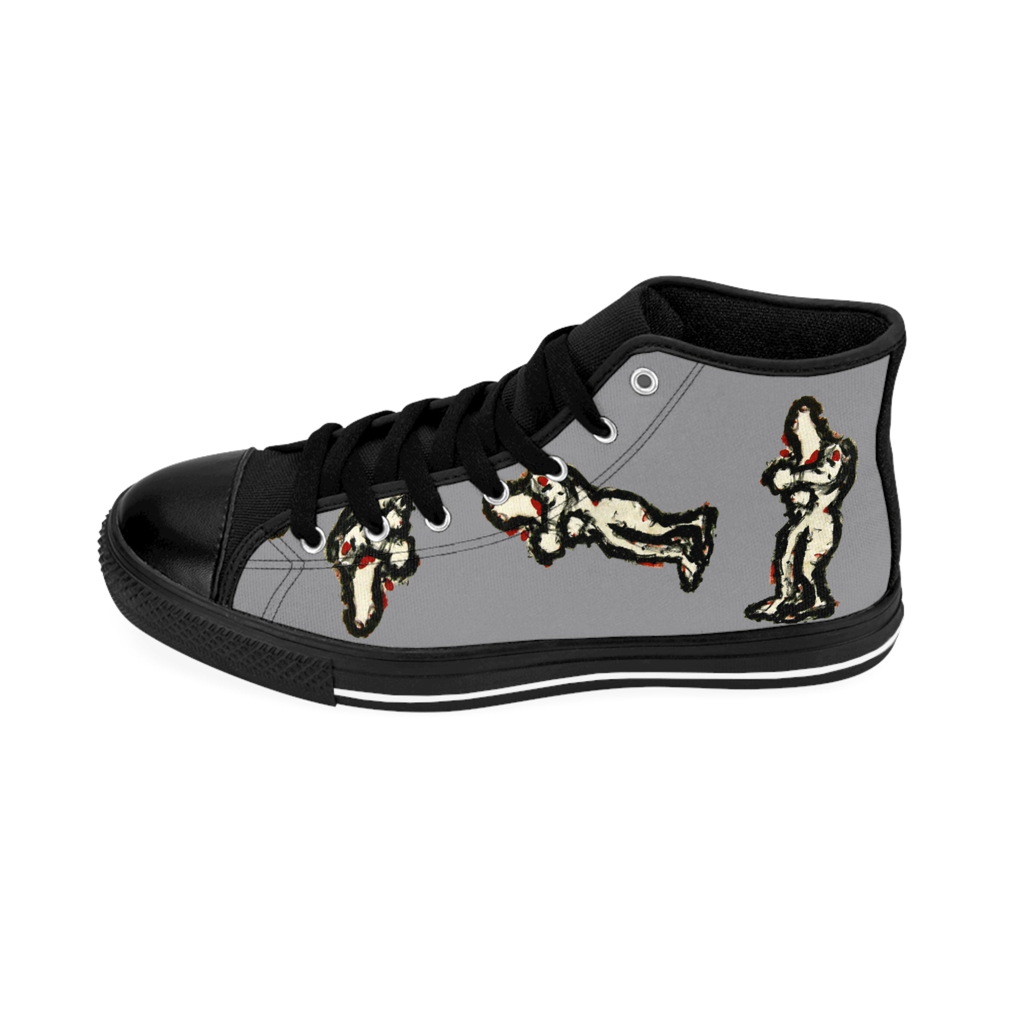 InTense – Men’s Abstract Figure High-Top Canvas Sneakers – Grey Background