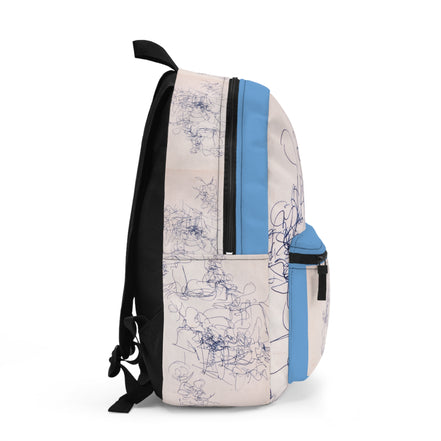 Abstract Ink Sketch Backpack — Minimalist Doodle Front Pocket Bag