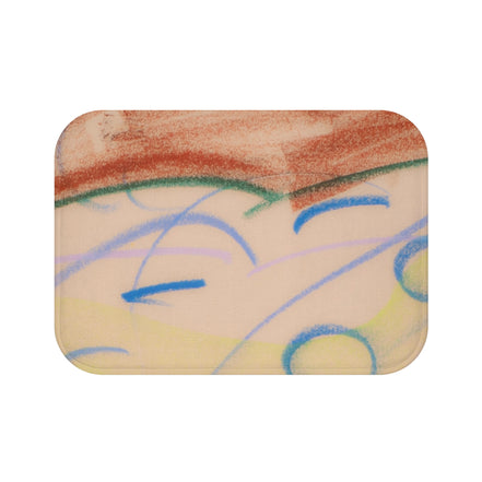 Abstract Pastel Doodle Bath Mat — Soft Watercolor Scribble Design
