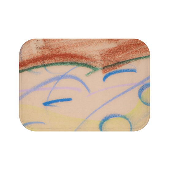Abstract Pastel Doodle Bath Mat — Soft Watercolor Scribble Design